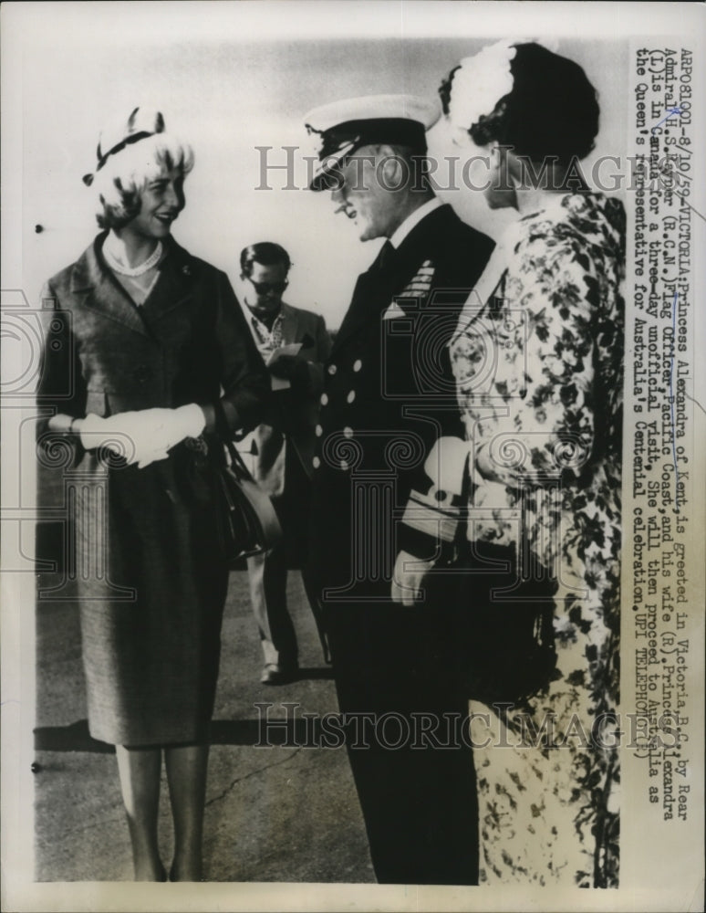 1959 Admiral and Mrs. H. Rayner greet Princess Alexandra  of Kent - Historic Images