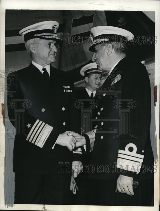 1941 US Adm Harold R Stark & Vice Adm Castros Silva of Brazil - Historic Images