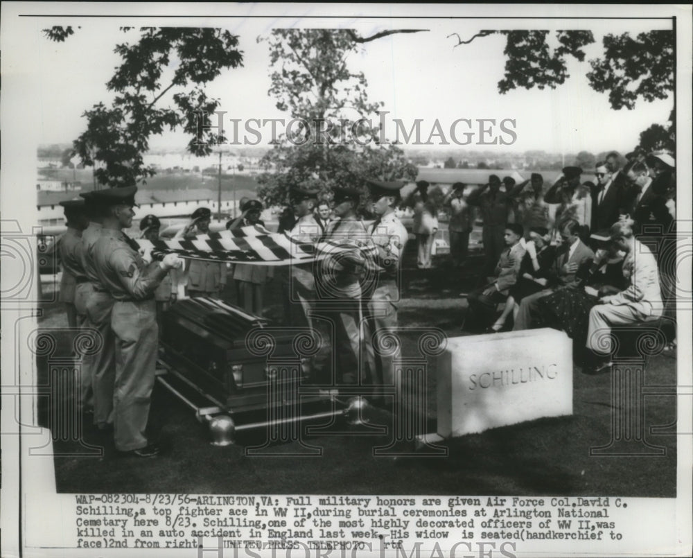 1956 Military honors given at the burial of Col. David C. Schilling - Historic Images