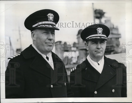 1942 Captain James Maher & Cmdr William Juvenal of USS San Juan - Historic Images