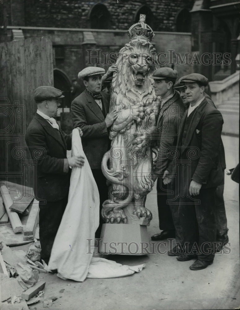 1937 Press Photo Lions of England for Westminster Abbey Coronation annex - Historic Images