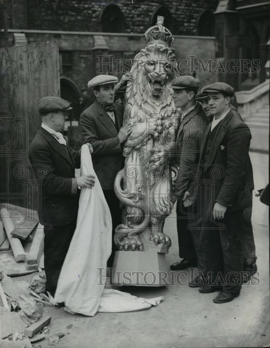 1937 Press Photo Lions of England for Westminster Abbey Coronation annex - Historic Images