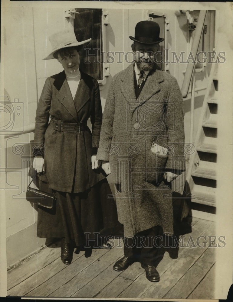 1916 Naval Attache Monsieur de Blanpre aboard the Espagne with wife - Historic Images