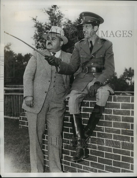 1938 Press Photo Teofilo Gonzales and Armando Villarreal at Horse Show Practice-Historic Images