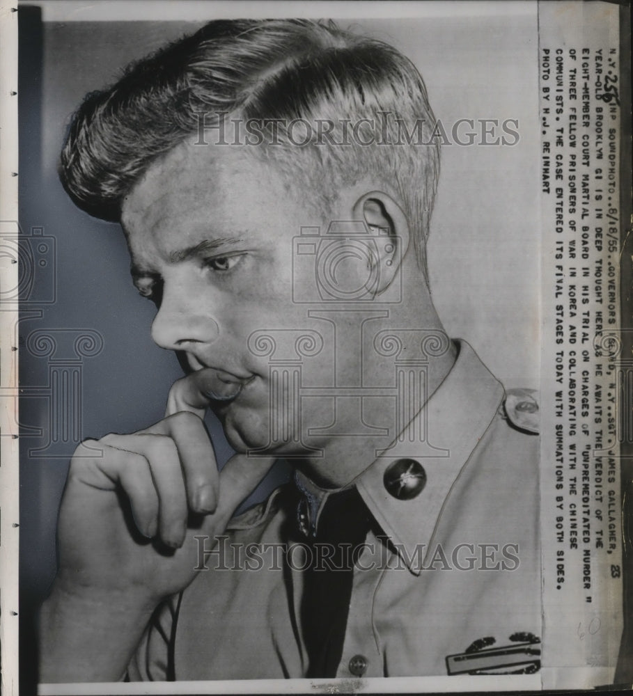 1955 Press Photo James Gallagher waits verdict on &quot;unpremeditated murder&quot; charge-Historic Images