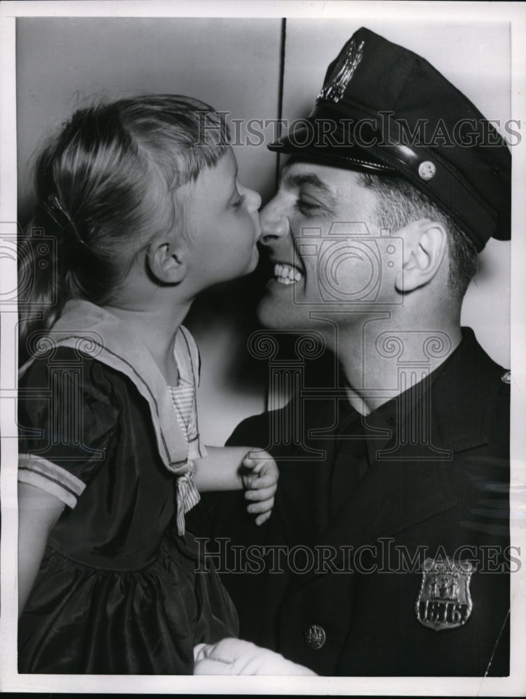 1955 New York Patrolman Salvatore Codo with daughter NYC  - Historic Images