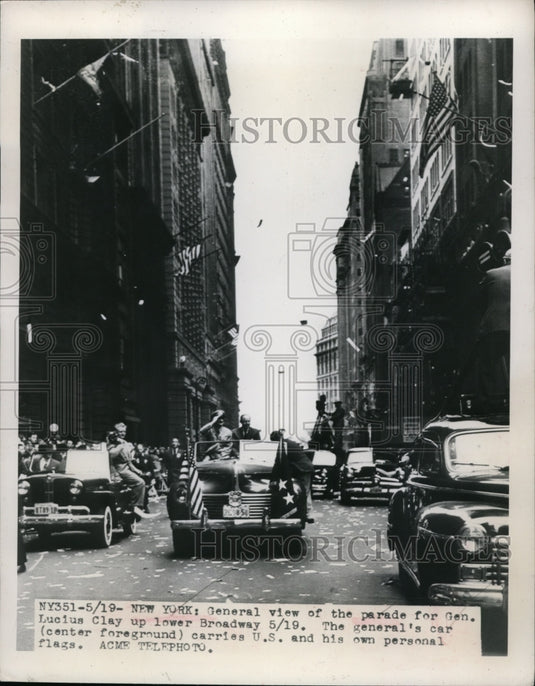 1949 Press Photo New York View of parade for Gen Lucius Clay on Broadway NYC - Historic Images