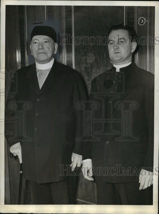 1939 Press Photo New York William Cardinal OConnell & Rev Jeremiah Minihan NYC - Historic Images