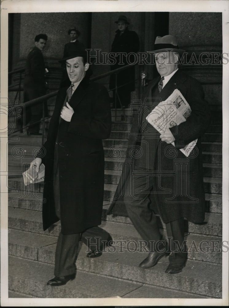 1939 New York John H. McGloon, friend leave the Federal Building NYC - Historic Images