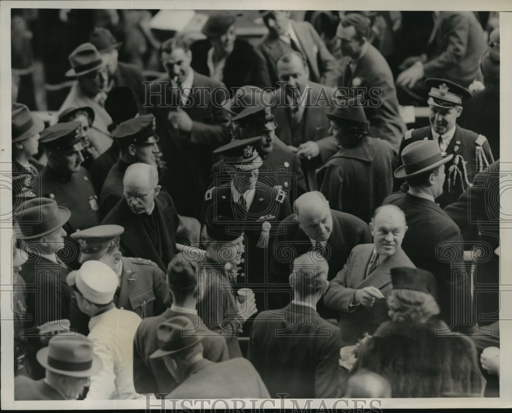 1938 Press Photo New York Harry H. Woodring &amp; James Farley at Notre Dame game-Historic Images