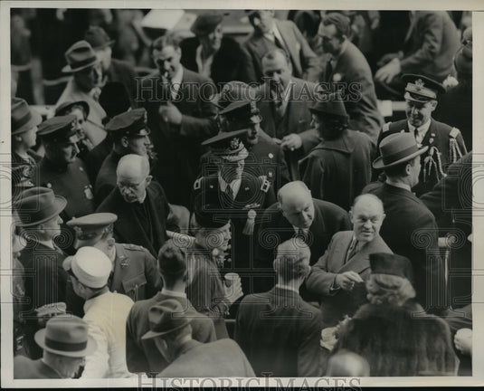 1938 Press Photo New York Harry H. Woodring & James Farley at Notre Dame game-Historic Images