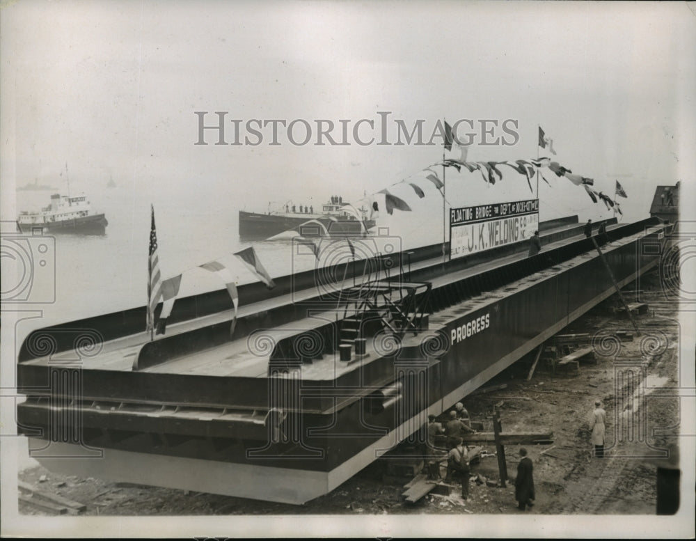 1939 New York 250 floating bridge North Beach Airport NYC-Historic Images