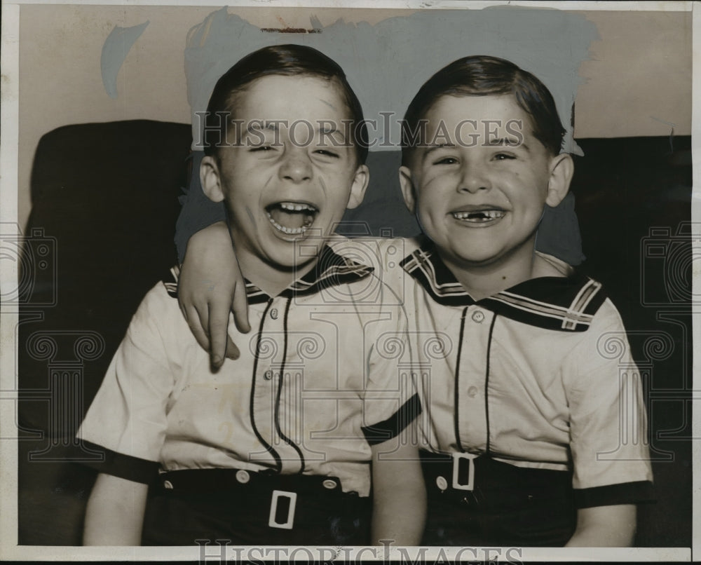 1938 Press Photo New York Jimmy &amp; Johnny Woods Celebrate Sixth Birthday NYC - Historic Images