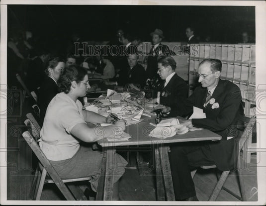 1937 Press Photo New York election votes counted & checked in NYC - Historic Images