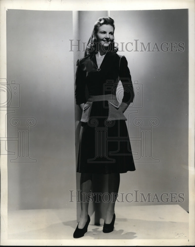 1941 New York A velveteen frock on a model in NYC-Historic Images