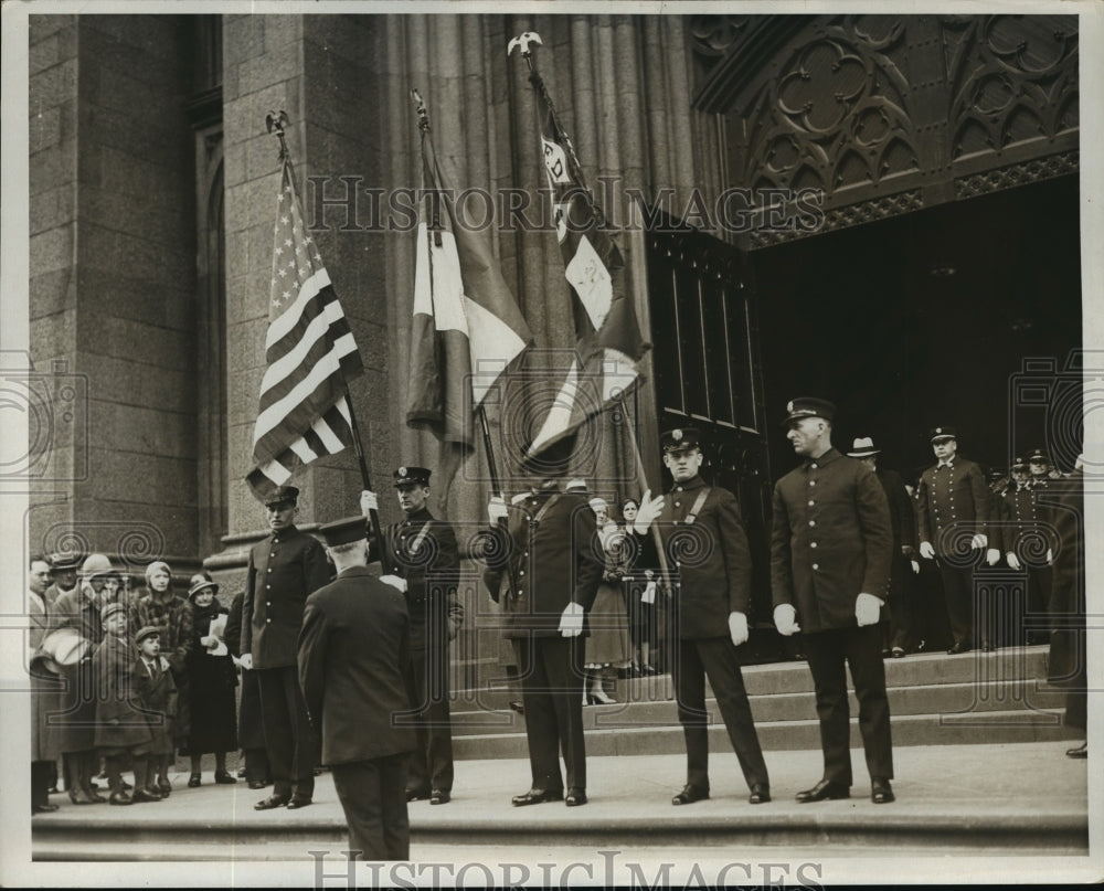 1932 Press Photo New York Fire department Color Guard at St Patrick&#39;s NYC-Historic Images