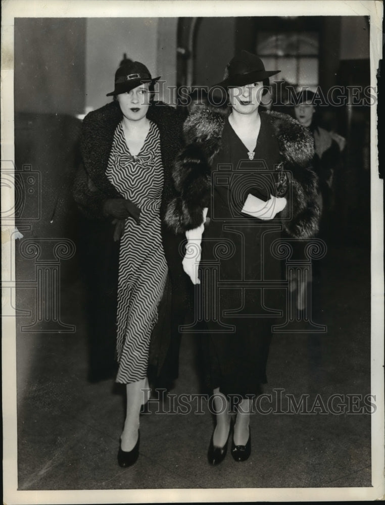 1934 Press Photo New York Morgan twins Thelma Furness, Gloria Morgan in NYC - Historic Images