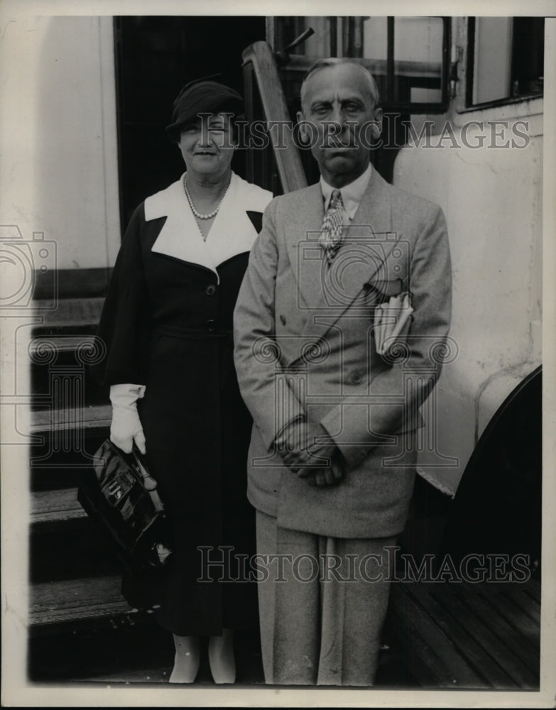 1933 Press Photo New York  Alfred Sloan, JR. Motor Head Returns on Europa NYC - Historic Images