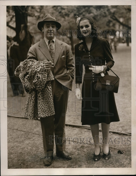1940 Press Photo New York J.Stewart and Brenda D.D Frazier  at Belmont Park NYC - Historic Images