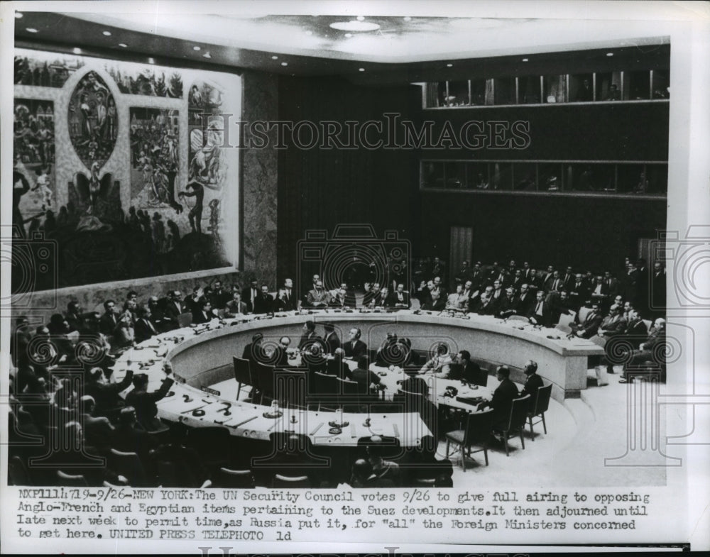 1956 Press Photo New York UN Security Council Suez Developments NYC - Historic Images