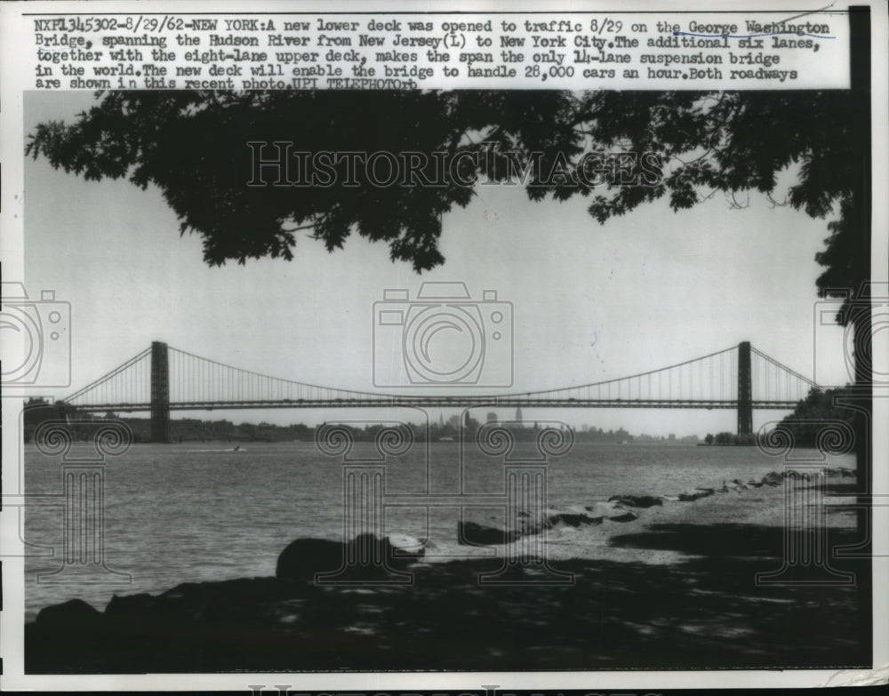 1962 Press Photo New York George Washington Bridge Lower Deck Opened NYC-Historic Images