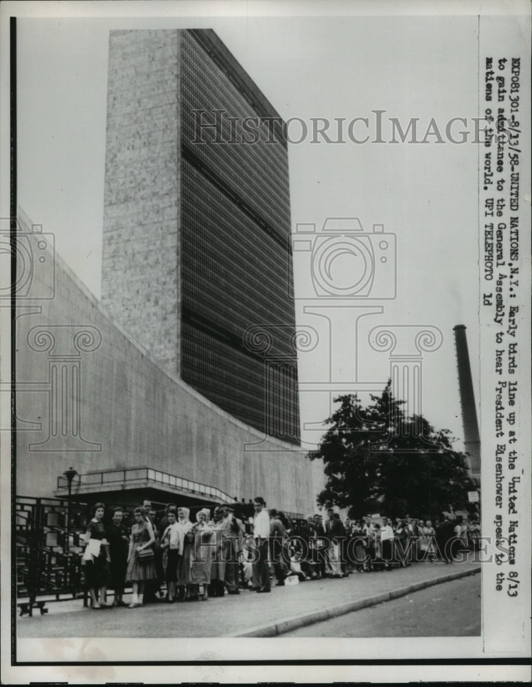 1958 Press Photo New York United Nations as Eisenhower addresses UN in NYC - Historic Images