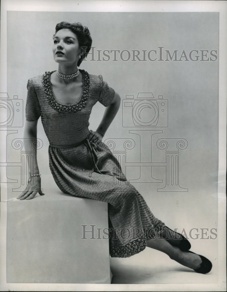 1950 New York Ribbon Knit Charmer Dress NYC-Historic Images