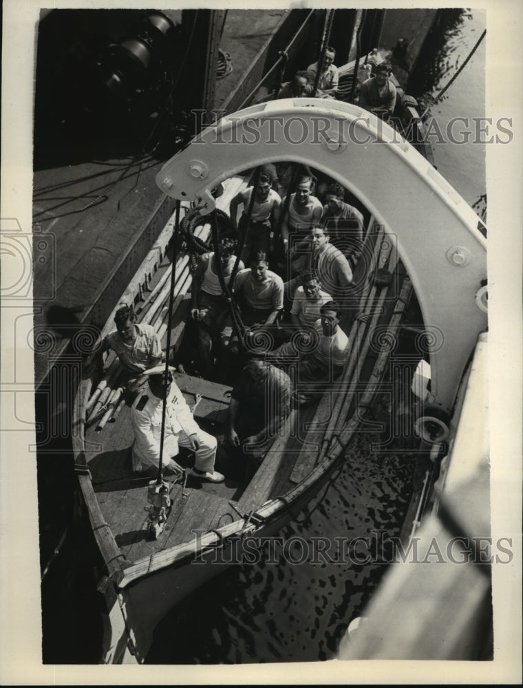 1933 Press Photo New York SS Duchess of Atholl Lifeboat Release Device NYC - Historic Images