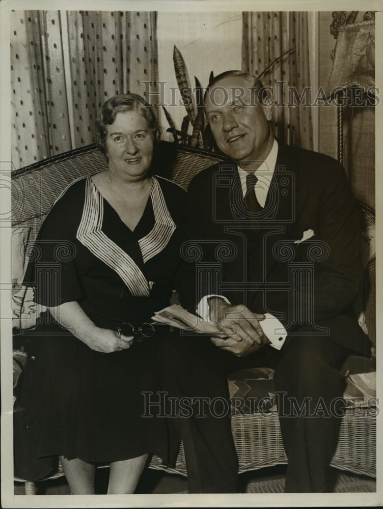 1934 Press Photo New York Frank Taylor New Controller for NYC &amp; Wife NYC - Historic Images