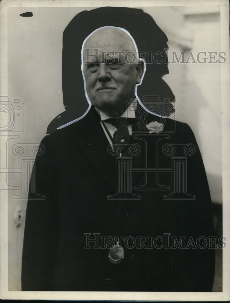 1928 Press Photo New York Haley Fiske aboard S.S. Berengaria returns to NYC - Historic Images