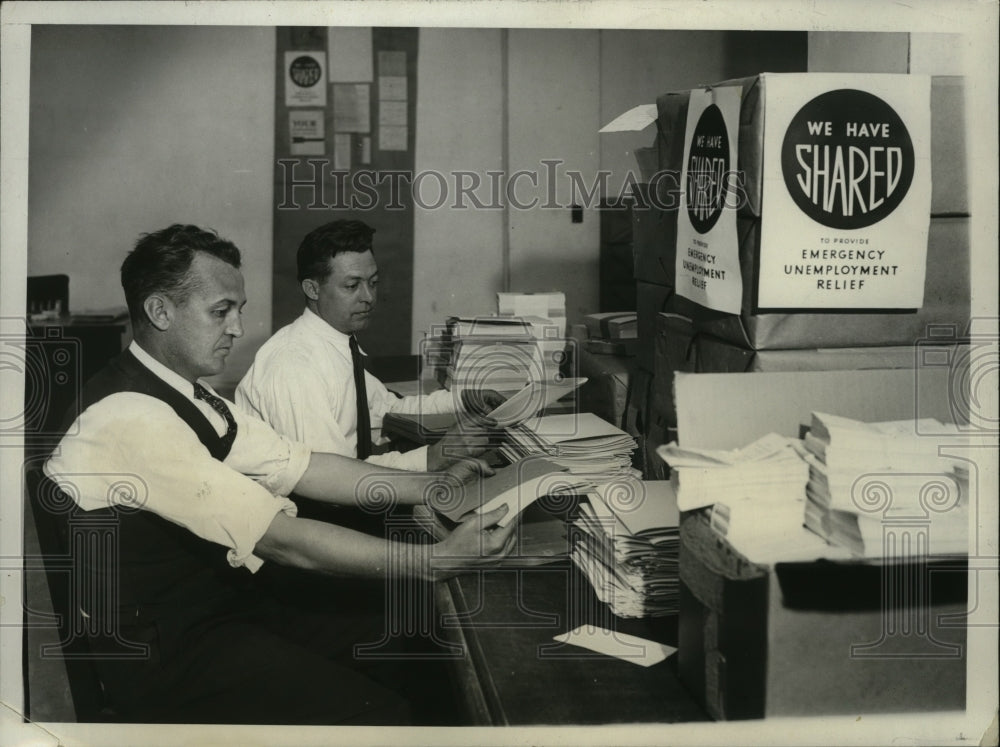 1931 Press Photo New York Work Progresses at Unemployment Relief Office NYC-Historic Images