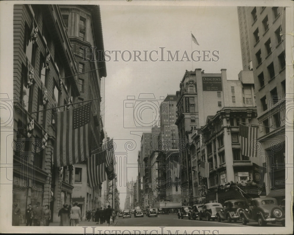 1937 Press Photo New York View looking up Fifth Avenue for Legion parade NYC - Historic Images