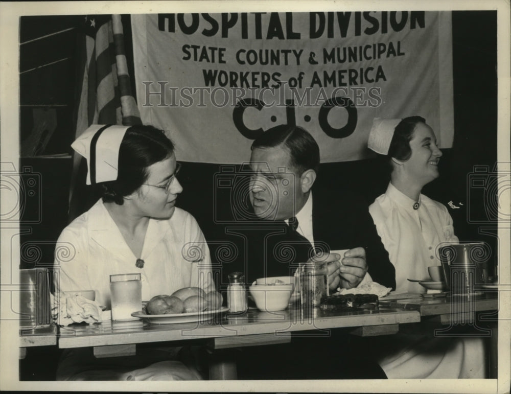 1938 Press Photo New York Mayor LaGuardis Celebrated 8 Hour Day for Nurses NYC - Historic Images