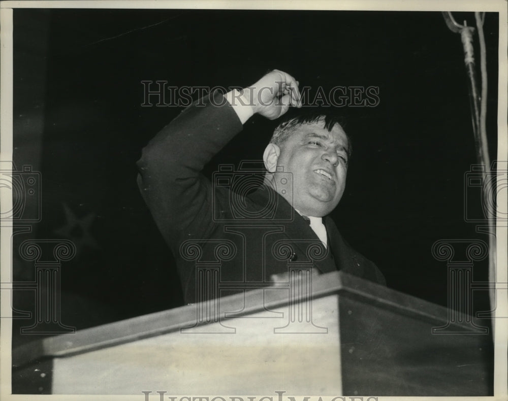 1936 Press Photo NEW YORK MAYOR LAGUARDIA SPEAKING AT THE RALLY NYC - Historic Images