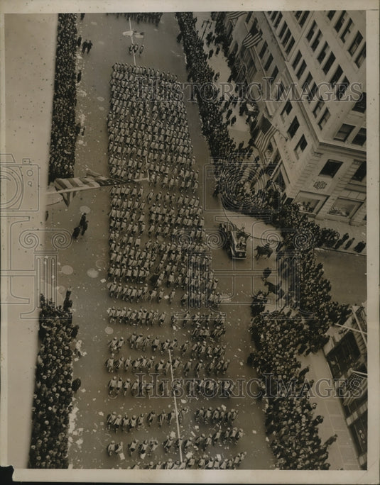 1939 Press Photo New York Cathedral High School Marching Band, Army Day NYC - Historic Images