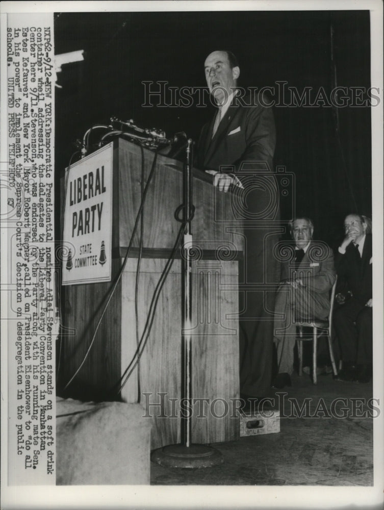 1956 Press Photo New York Democrat President candidate Adlai Stevenson in NYC - Historic Images