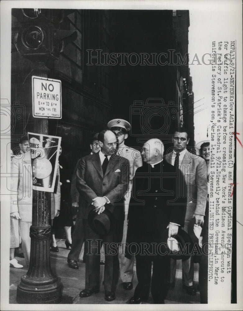 New York Gov. Stevenson &amp; Spellman visit St. Patricks Cathedral NYC-Historic Images