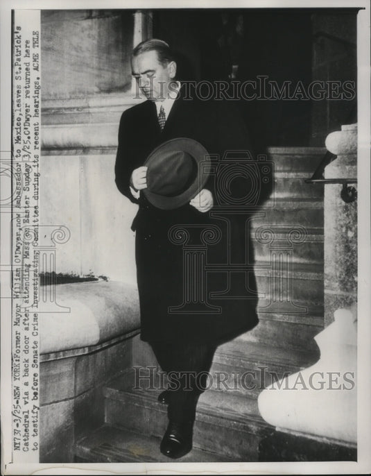 1951 Press Photo New York ex Mayor William O'Dwyer now Amb to Mexico in NYC-Historic Images