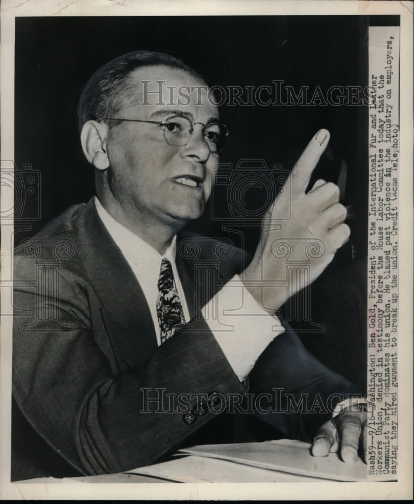 1948 Press Photo Ben Gold, President International Fur and Leather Workers Union-Historic Images