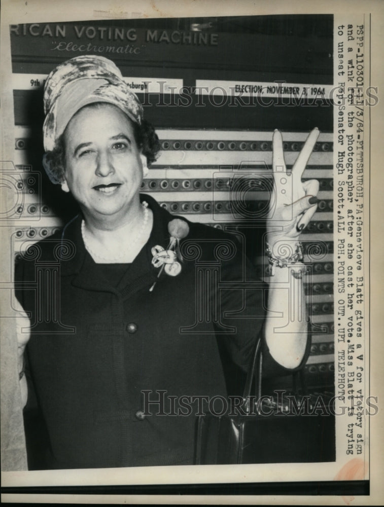 1964 Genevieve Blatt at voting in Pittsburgh Pennsylvania - Historic Images