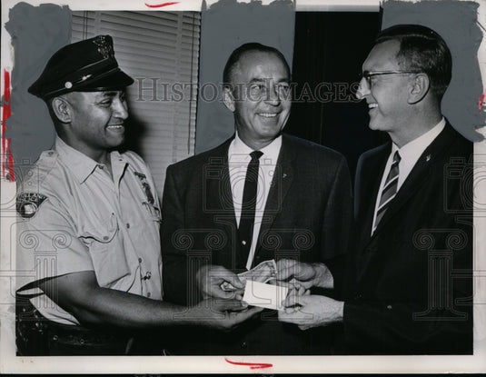 1966 Patrolman Phil DeLae, Capt Joseph Strauss & Mayor Lucher - Historic Images