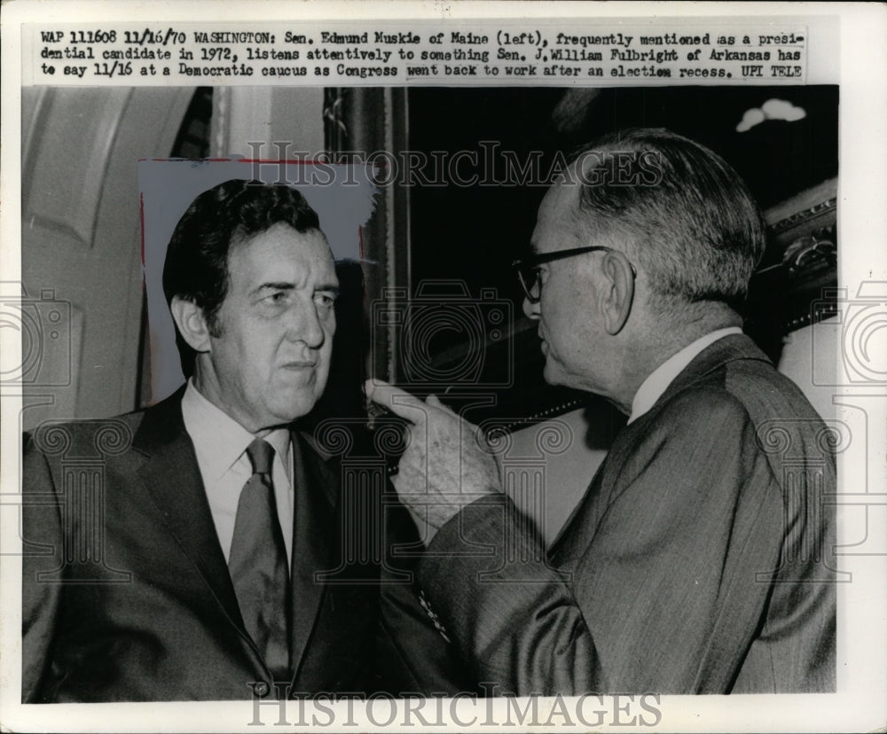 1970 Press Photo Maine Senator Edmund Muskie &amp; Ark Senator William Fulbright - Historic Images