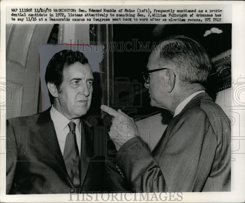 1970 Press Photo Maine Senator Edmund Muskie & Ark Senator William Fulbright - Historic Images