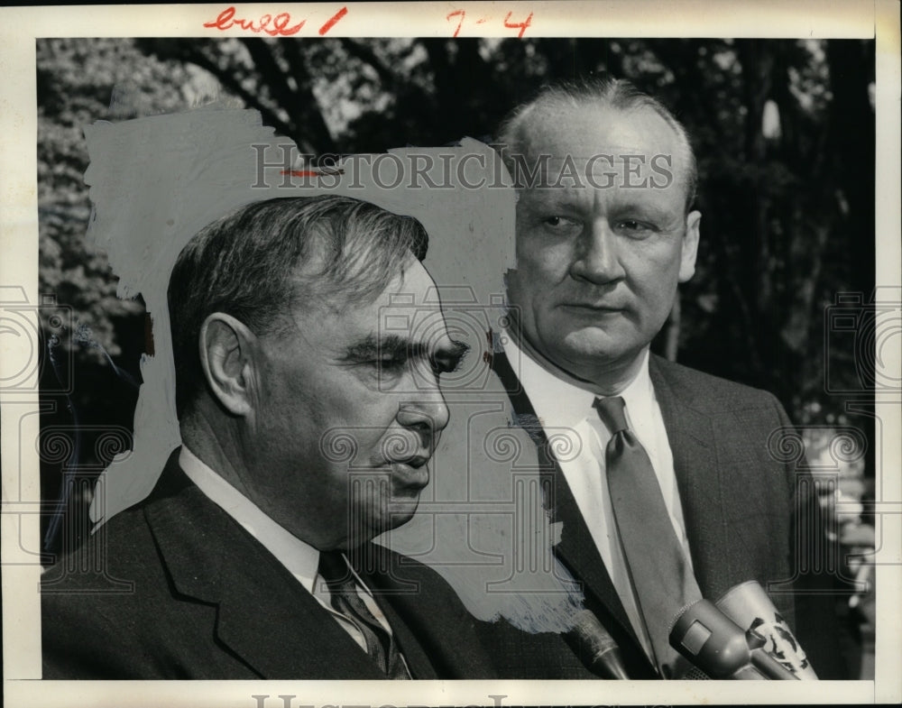 1957 Press Photo House Minority leader Joe Martin & GOP leader William Knowland - Historic Images