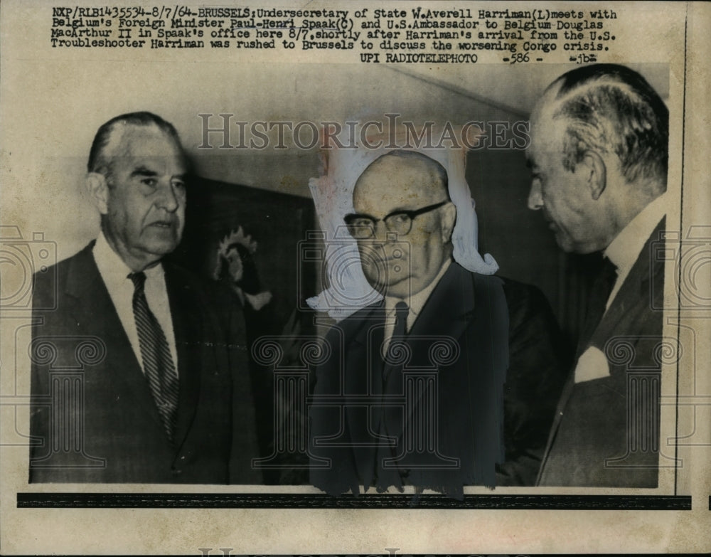 1964 Press Photo Undersecy of State Averell Harriman, Belgian Paul Henri Spaak-Historic Images