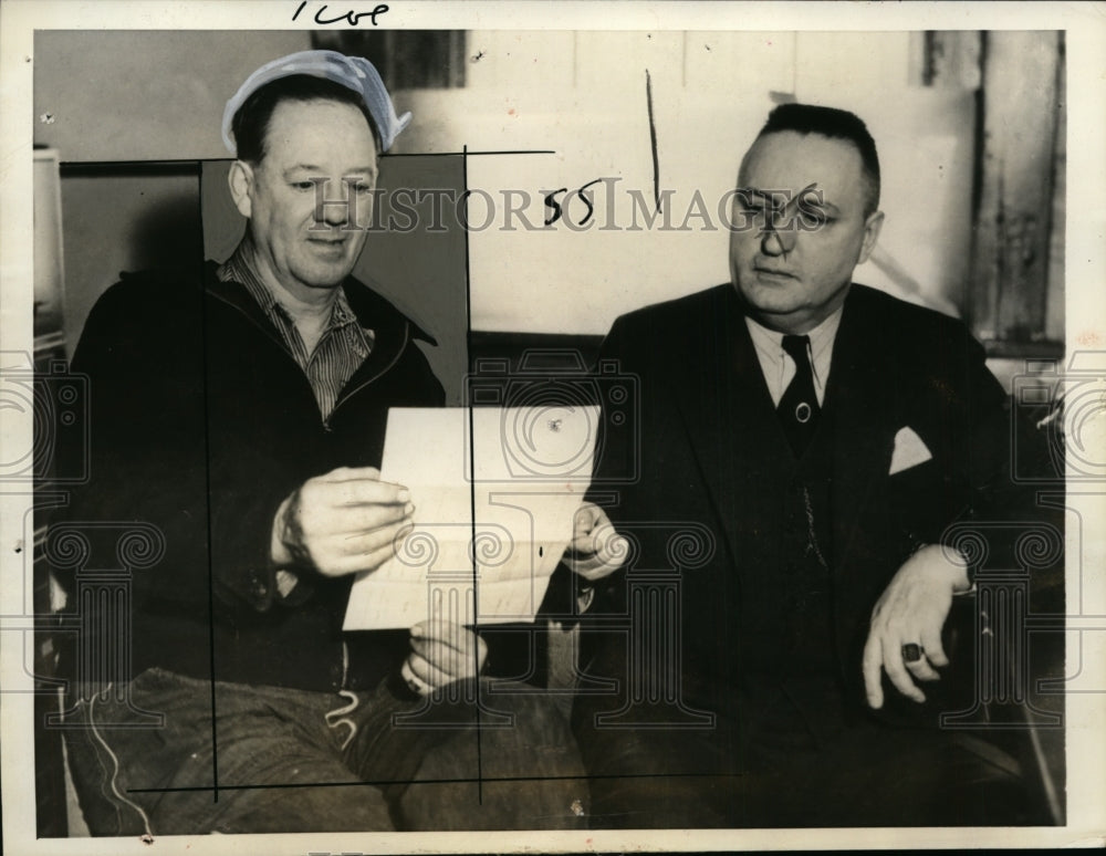 1936 Ed P Butler reads parole from Kansas Governor Alf Landon - Historic Images