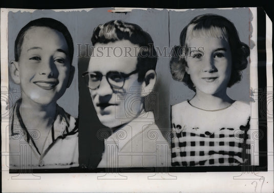 1959 Press Photo Gerald Ray Glass with Children Jerry & Arlene of Murder-Suicide - Historic Images
