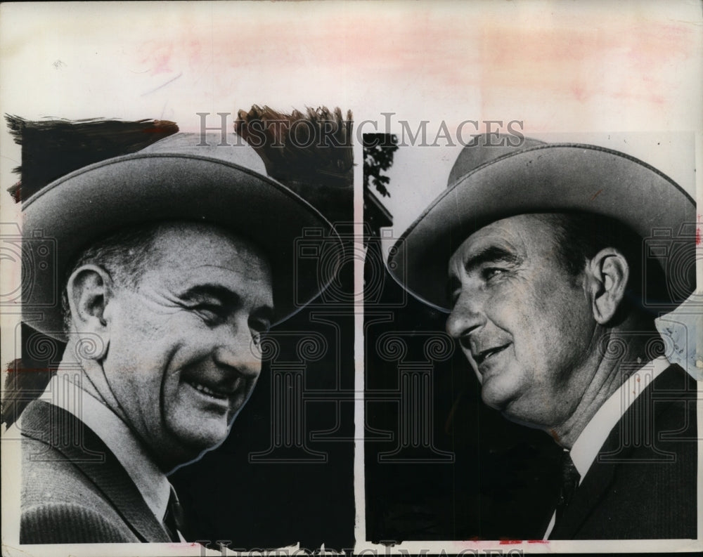 1960 Senator Lynden Johnson (L) and Look Alike Fred Burney (R) - Historic Images