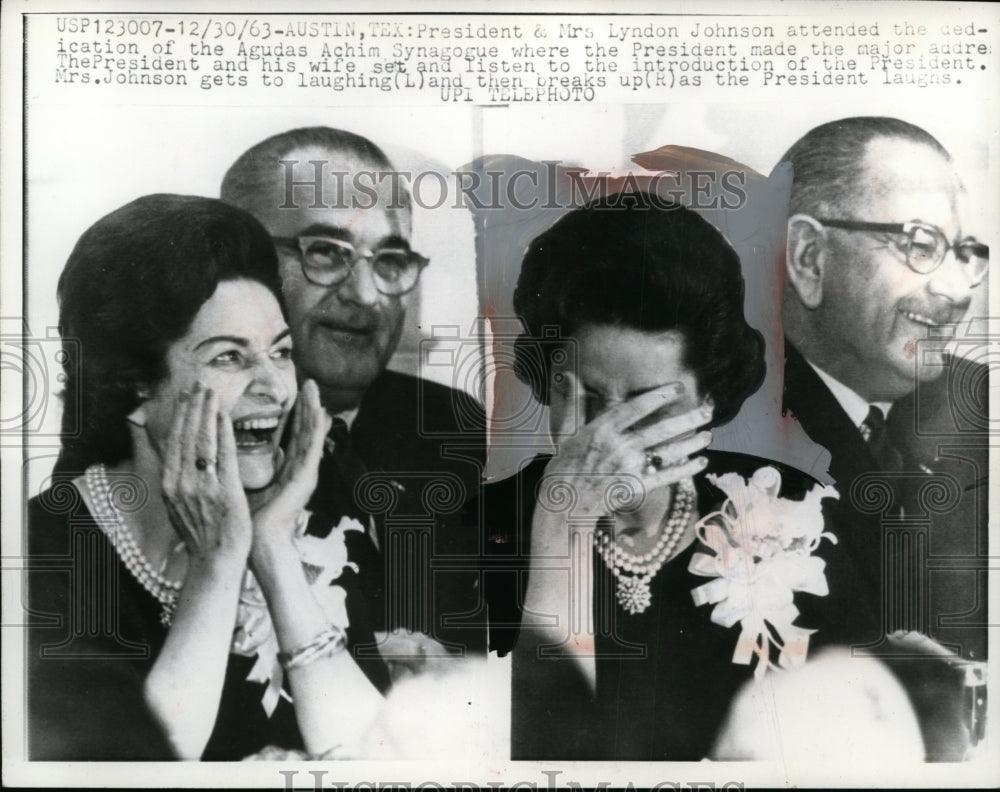 1964 President & Mrs Johnson at Dedication of Agudas Achim Synagogue - Historic Images