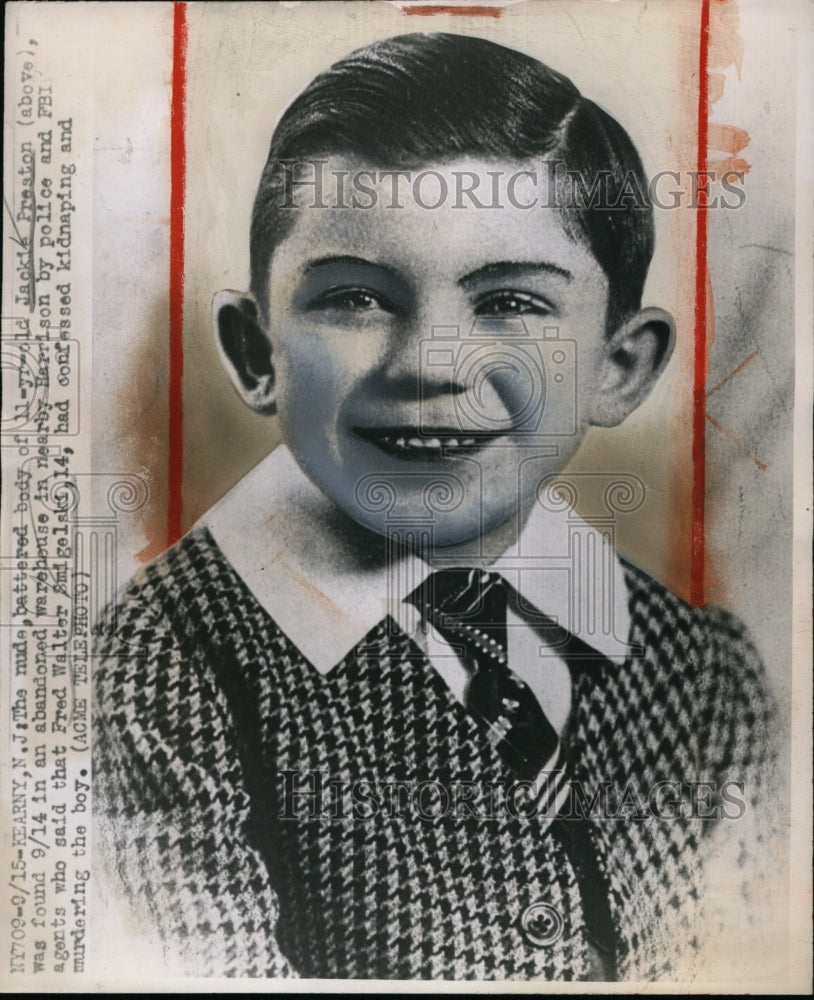 1947 Boy Jackie Preston, New Jersey Kidnapping &amp; Murder Victim - Historic Images